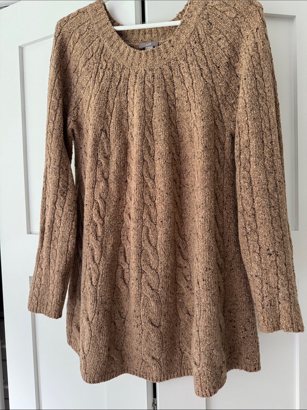 J. Jill Cable Knit Scoop Neck Sweater Tunic in Camel
